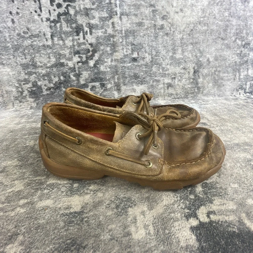 Twisted X Mens 4 Boat Shoe Driving Moc Brownish Tan Leather